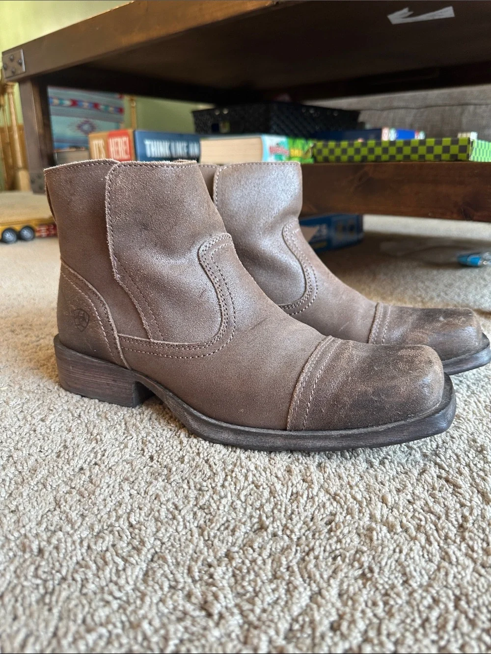 Ariat Brown Suede Western Ankle Boots